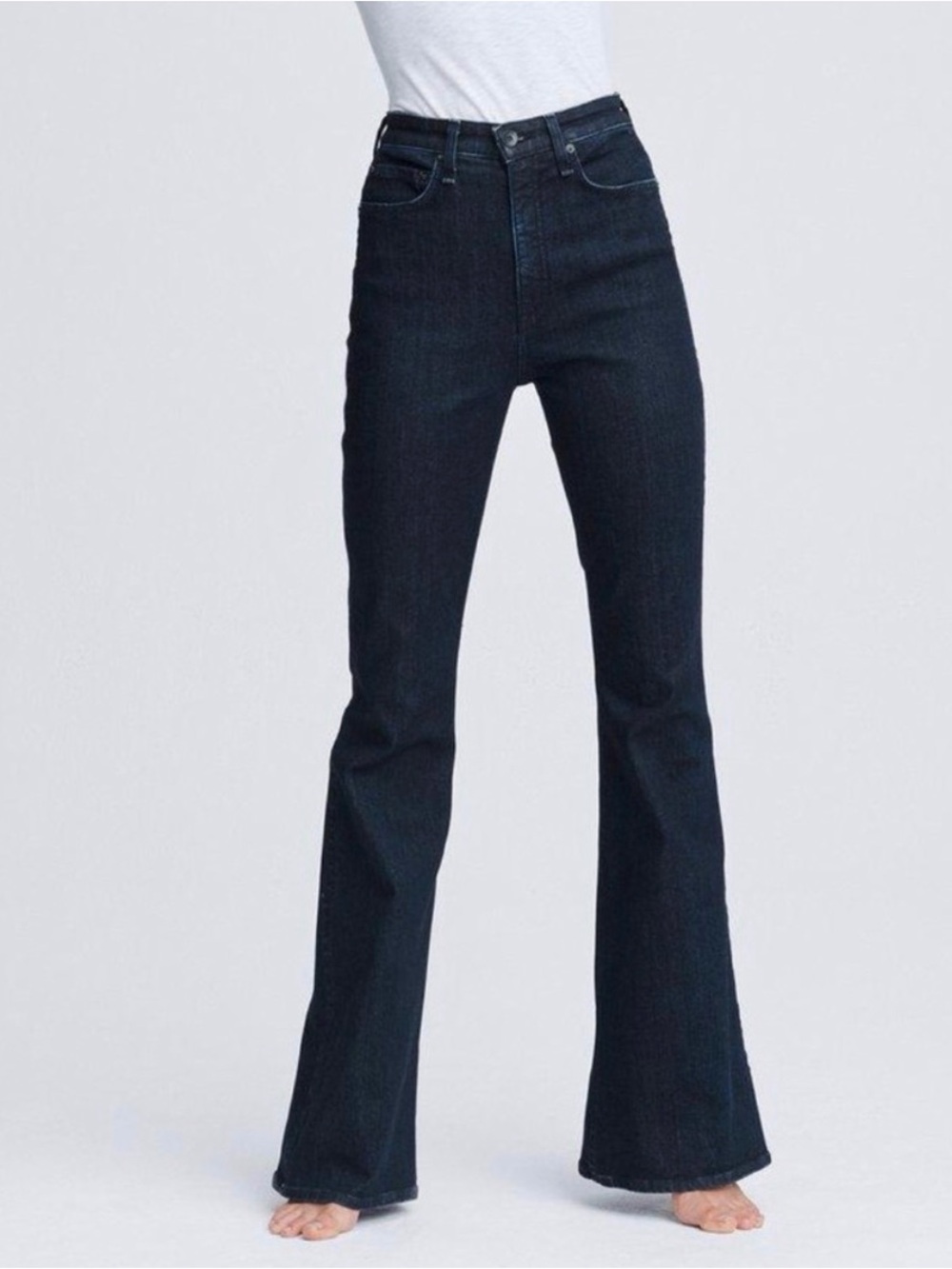 Rag & Bone High Rise Bell Heritage Jeans Clean Indigo Dark Wash 32